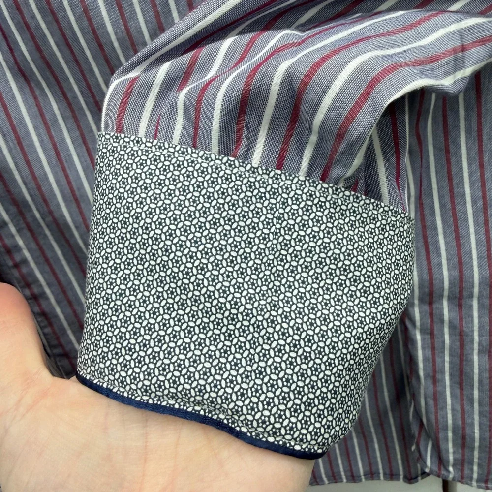 2 Banana Republic Mens Large‎ Button Down Shirts Classic Slim Fit Striped